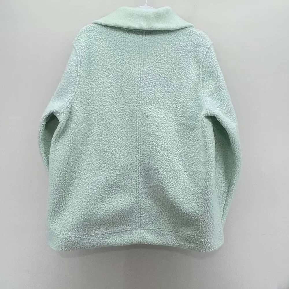 Land’s End Mint Green Cozy Boucle Fleece Pullover‎
